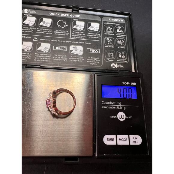 NEW Pink Moissanite lotus ring in rose gold vermeil 925 size 6 - Picture 11 of 12